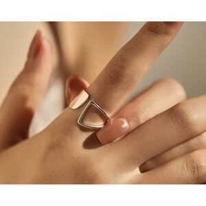 NEW Unique Geometric Ring | Rhodium‎ Plated 925 Sterling Silver, Abstract Ring